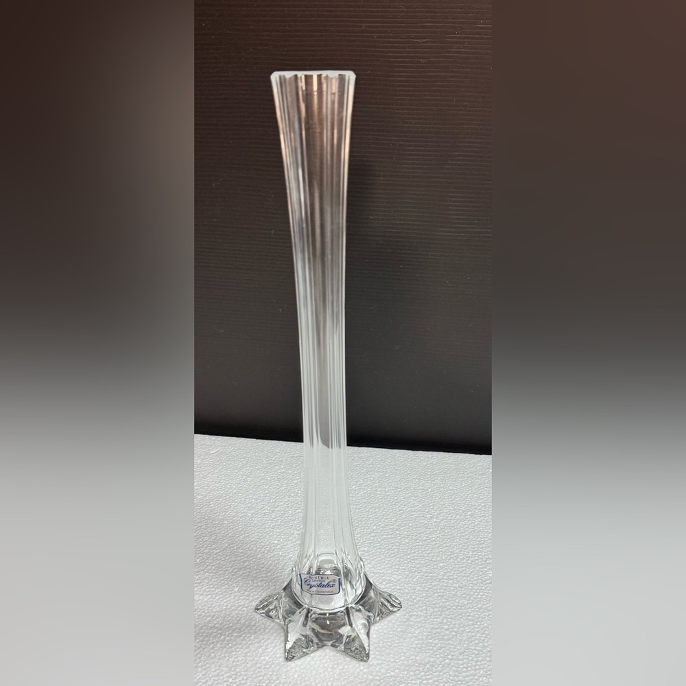 BOHEMIA HAND MADE Cristalea Elegant Clear Glass Vase
